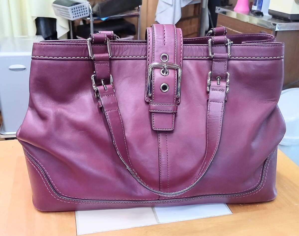 COACH GloveTanned Leather コーチ グローブ・タンレザー（なめし革）ハンドバッグ No.G0820-F12603 ワインレッドの画像1