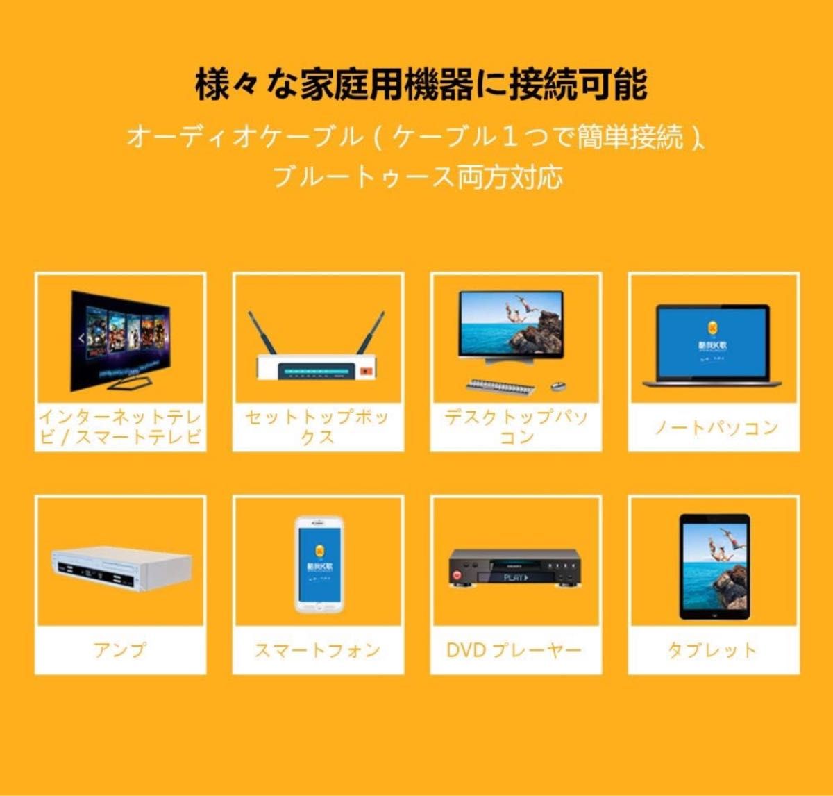 カラオケマイク 家庭用カラオケシステム ワイヤレスマイク マイク2本 無線接続