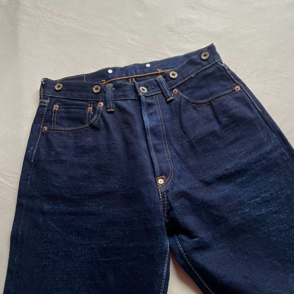 限定 希少 SAMURAI JEANS 五輪之書 武蔵モデル S634GXⅡ サムライジーンズ サスペンダー ボタンフライ デニム ワイド W30 シンチバック_画像6