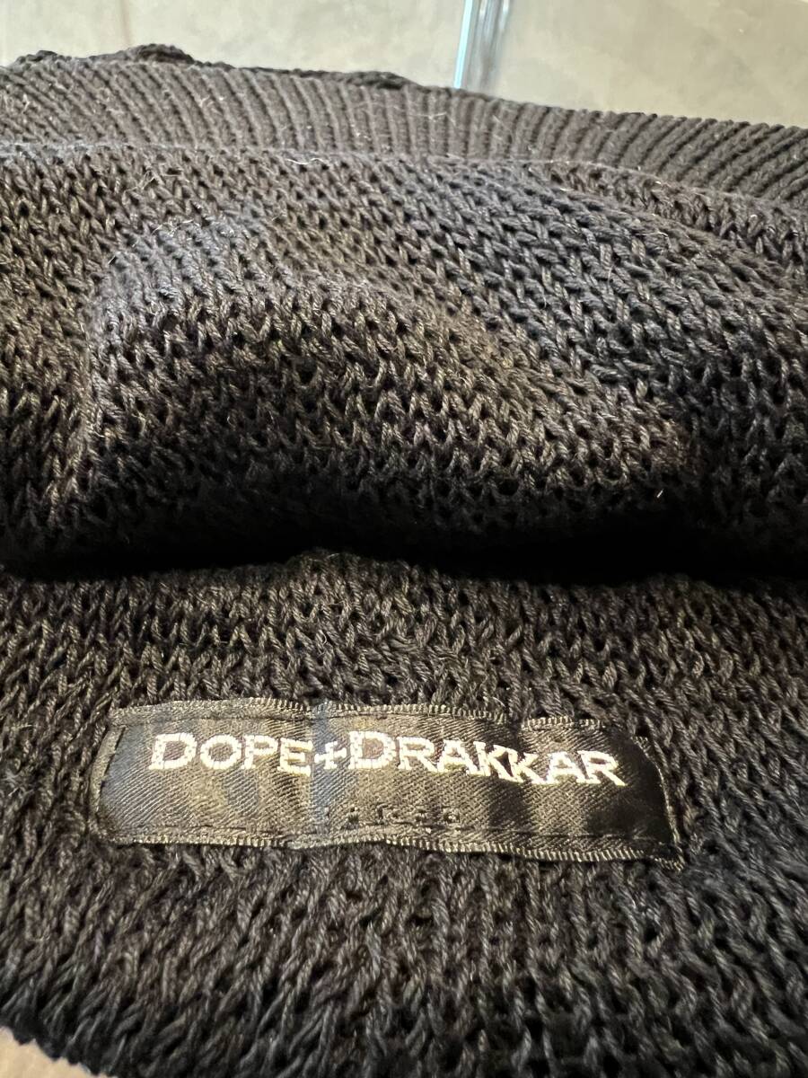 DOPE＋DRAKKAR ドープ&ドラッカー ニット帽子 ブラック黒 クロス刺繍 フリーサイズ 未使用品_画像6