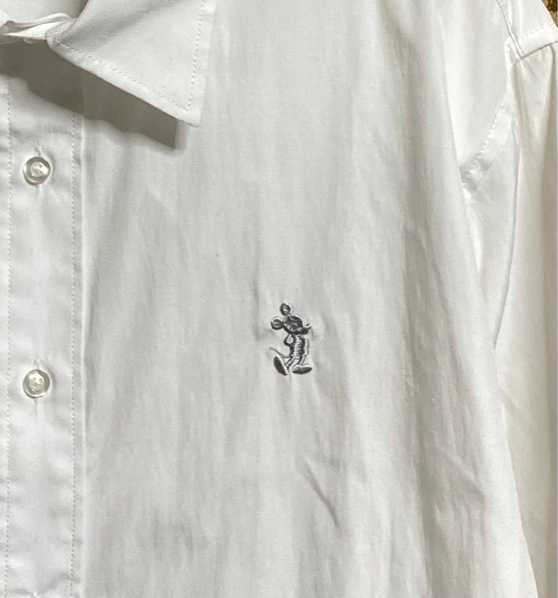 お値下げ中^ ^ used しまむら ミッキーマウス ワイシャツ  長袖 ホワイト 刺繍 160 