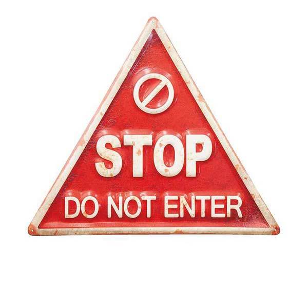 アメリカン エンボス プレート ブリキ看板 [STOP DO NOT ENTER] 立入禁止 クラシックティンプラーク アメリカン雑貨の画像2