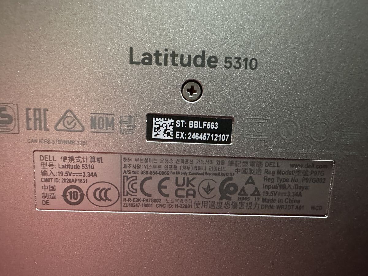 少難 第10世代Corei7搭載!! Latitude 5310 i7-10610U メモリ16GB SSD512GB 13.3FHD Webカメラ SK2403-43_画像9