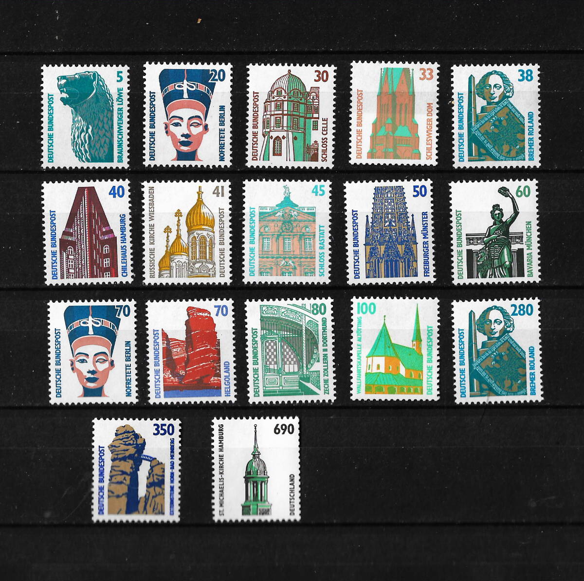ドイツ 通常切手 歴史的名所 17枚 未使用 (MNH) （ヒンジ跡なし） ★ac19-87_画像1