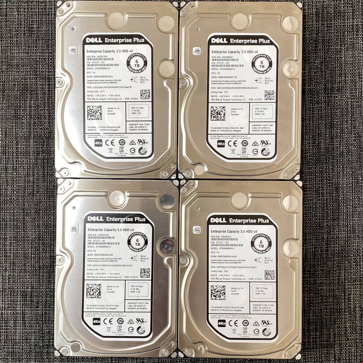 4台【動作品☆彡】DELL 3.5 SAS 6TB（6000GB）×4 計24TB 12 Gb/s 7.2K 7200RPM ハードディスク 3.5インチ HDD セット_画像1