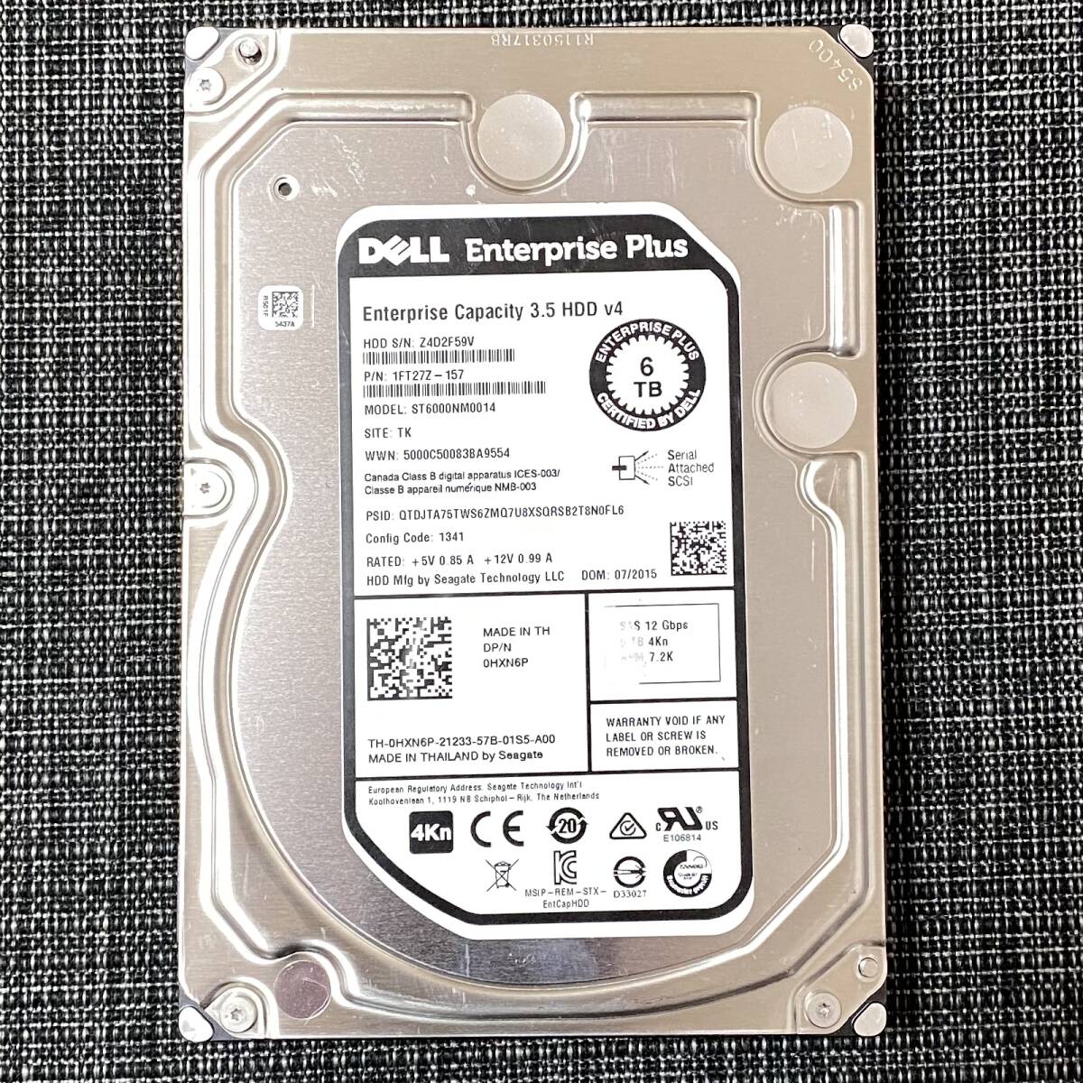 [ operation goods ]DELL 3.5 SAS 6TB(6000GB)12 Gb/s 7.2K 7200RPM hard disk HDD 3.5 -inch 