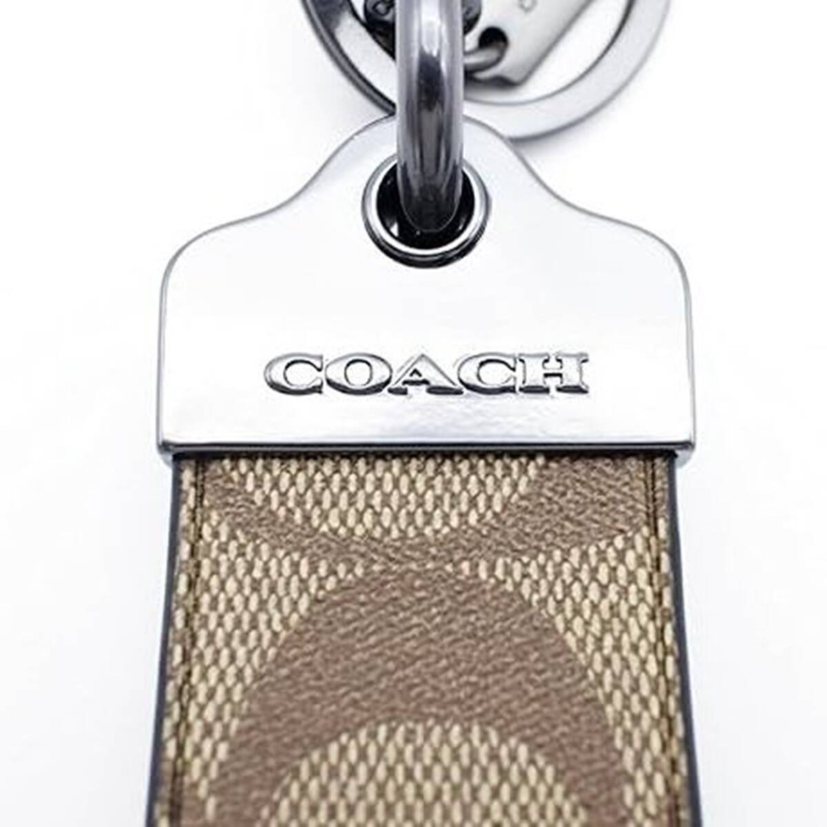【新品未使用】コーチ COACH CJ748 キーリング キーホルダー ループ シグネチャー カーキの画像5