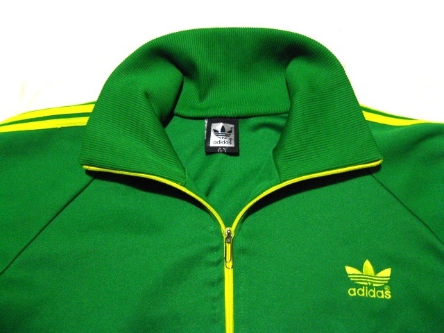 adidas アディダス L 緑 黄色 グリーン イエロー トラックジャケット ジャージ トレフォイル刺繍 レトロの画像3