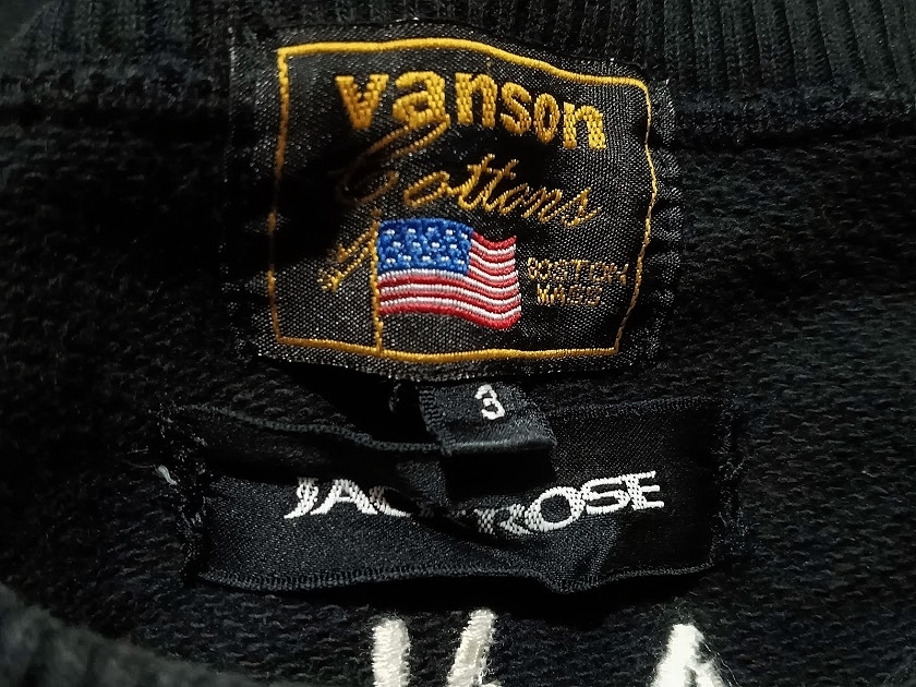 vanson JACKROSE バンソン ジャックローズ 黒 3 トレーナー スウェットシャツ 背面刺繍入りの画像4