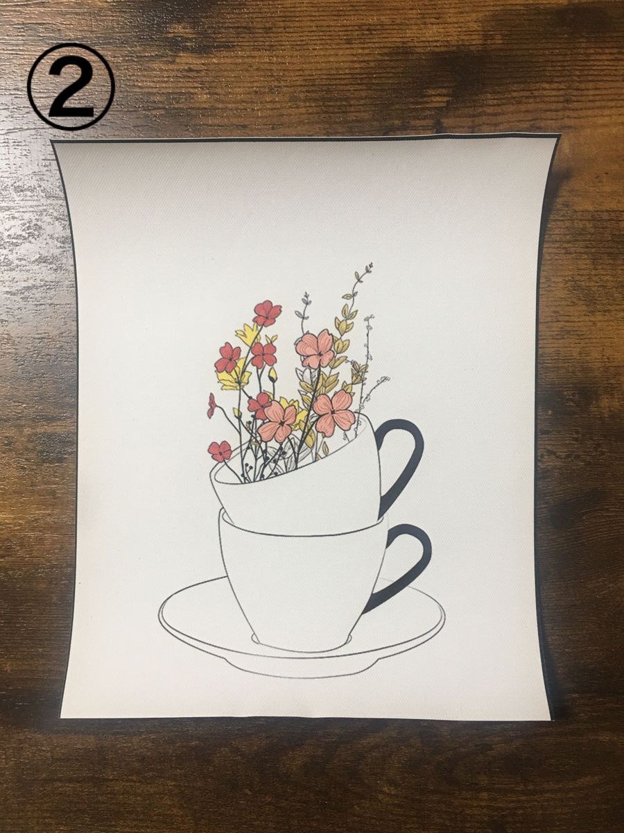 【新品】オシャレなお花イラストポスター　コーヒー　カフェ　癒される　キッチン　インテリア　雑貨　部屋飾り