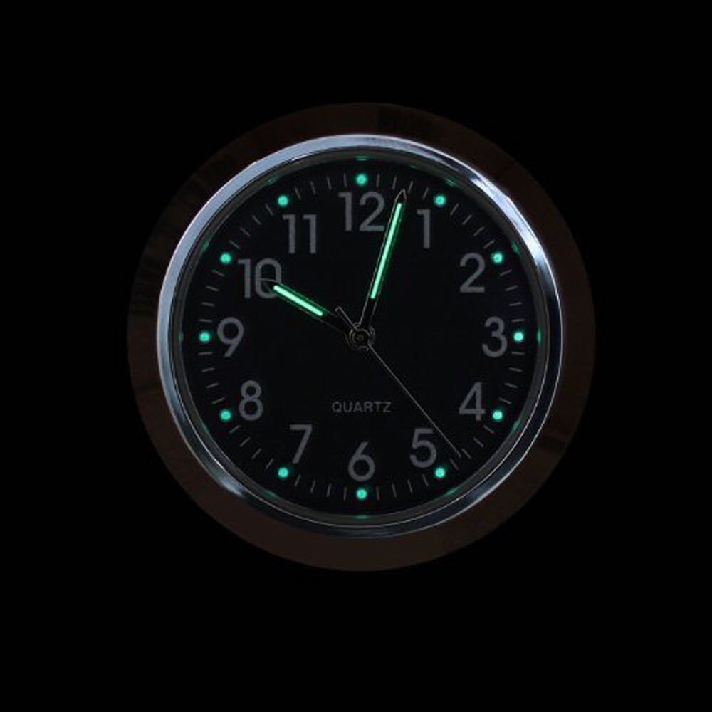 バイク 時計 黒 アナログ ハンドル取付 夜光 オートバイ ウォッチ ブラック 便利 バイク時計_画像3