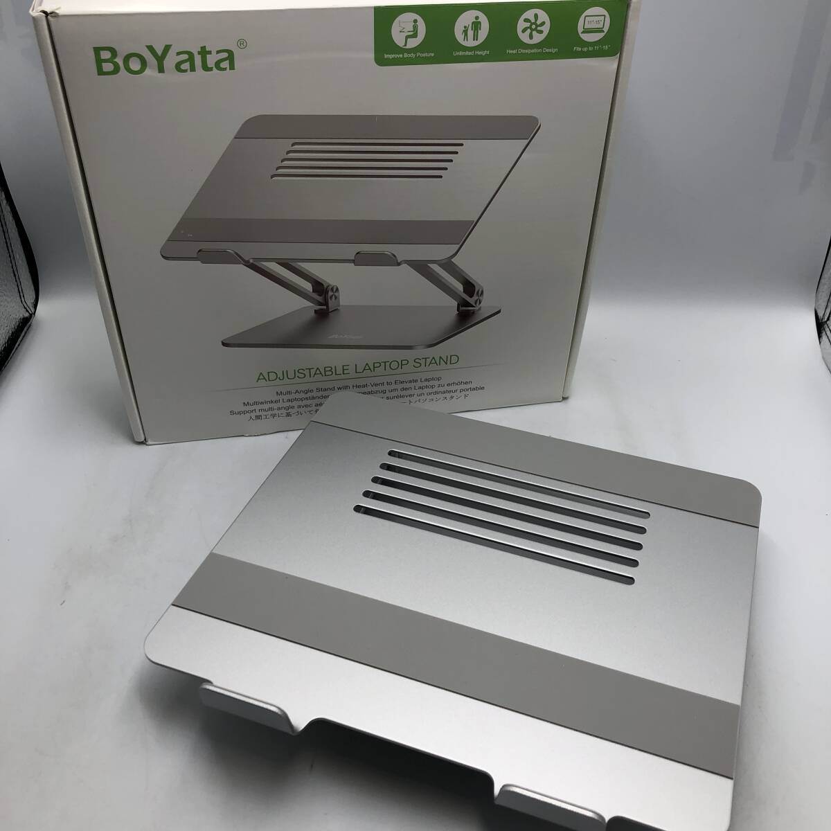 【美品】BoYata ノート パソコン スタンド PCスタンド パソコンスタンド 17インチ以下対応 シルバー /Y16102-J1_画像1