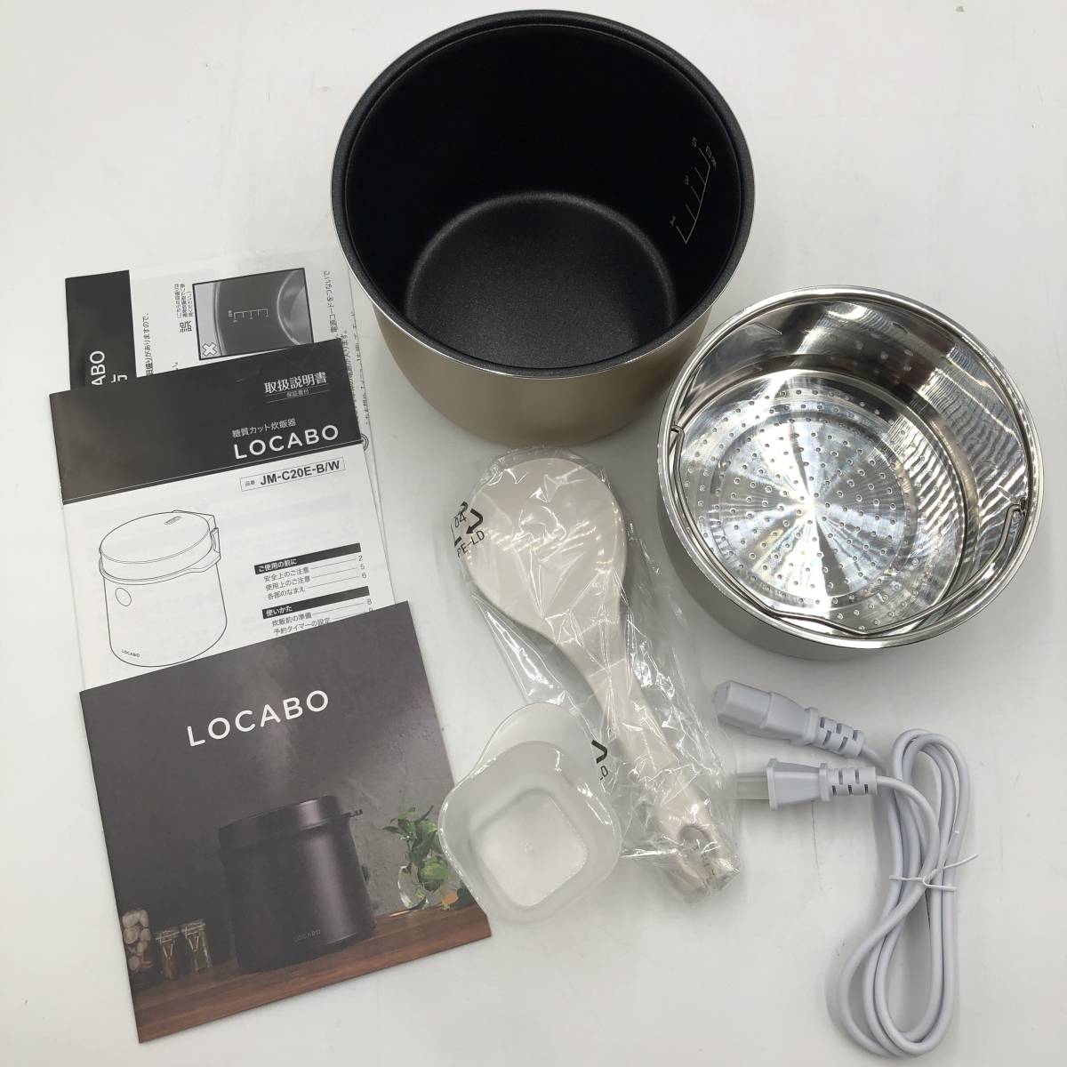 【通電のみ確認済】LOCABO（ロカボ）糖質カット炊飯器 炊飯器 糖質カット JM-C20E-W (ホワイト) /Y16514-U0_画像8