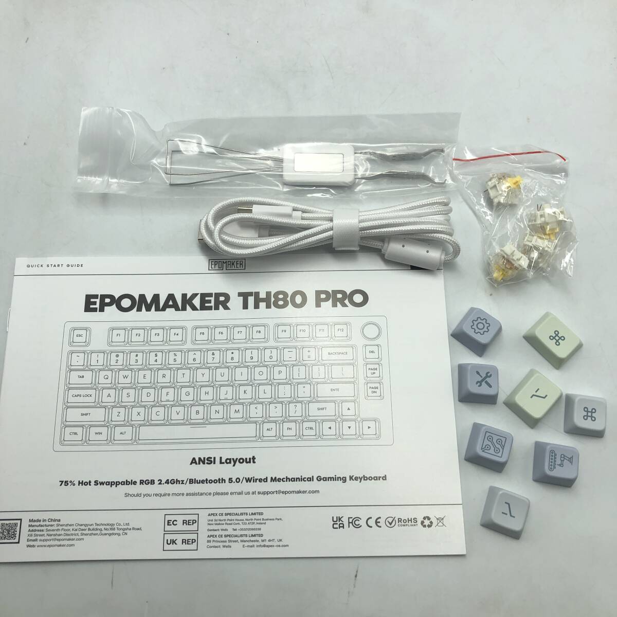 【通電確認済】EPOMAKER TH80 PRO ゲーミングキーボード メカニカルキーボード /Y16660-D1