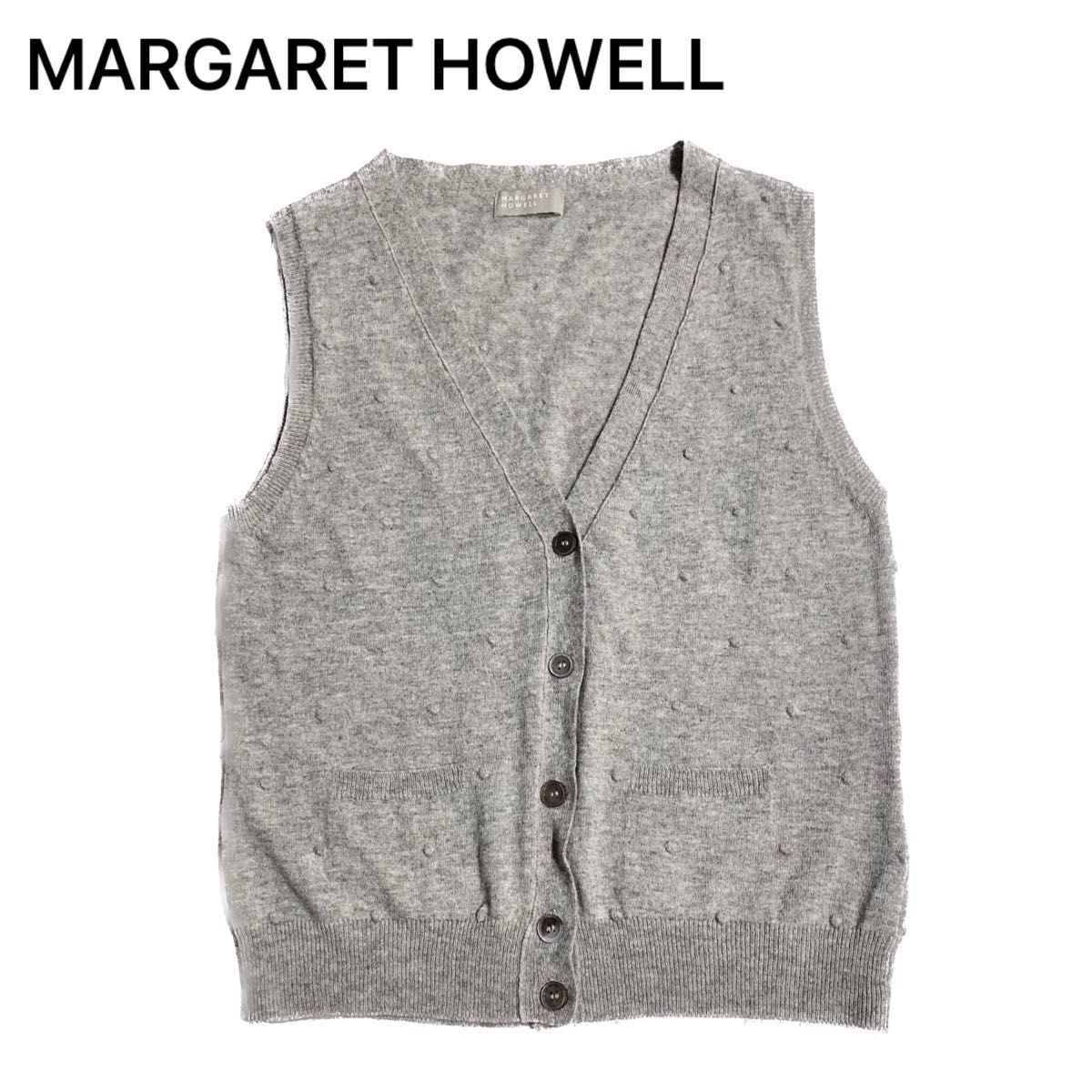 MARGARET HOWELL　ベスト　ドット　ボタン　カシミヤ　薄手　日本製