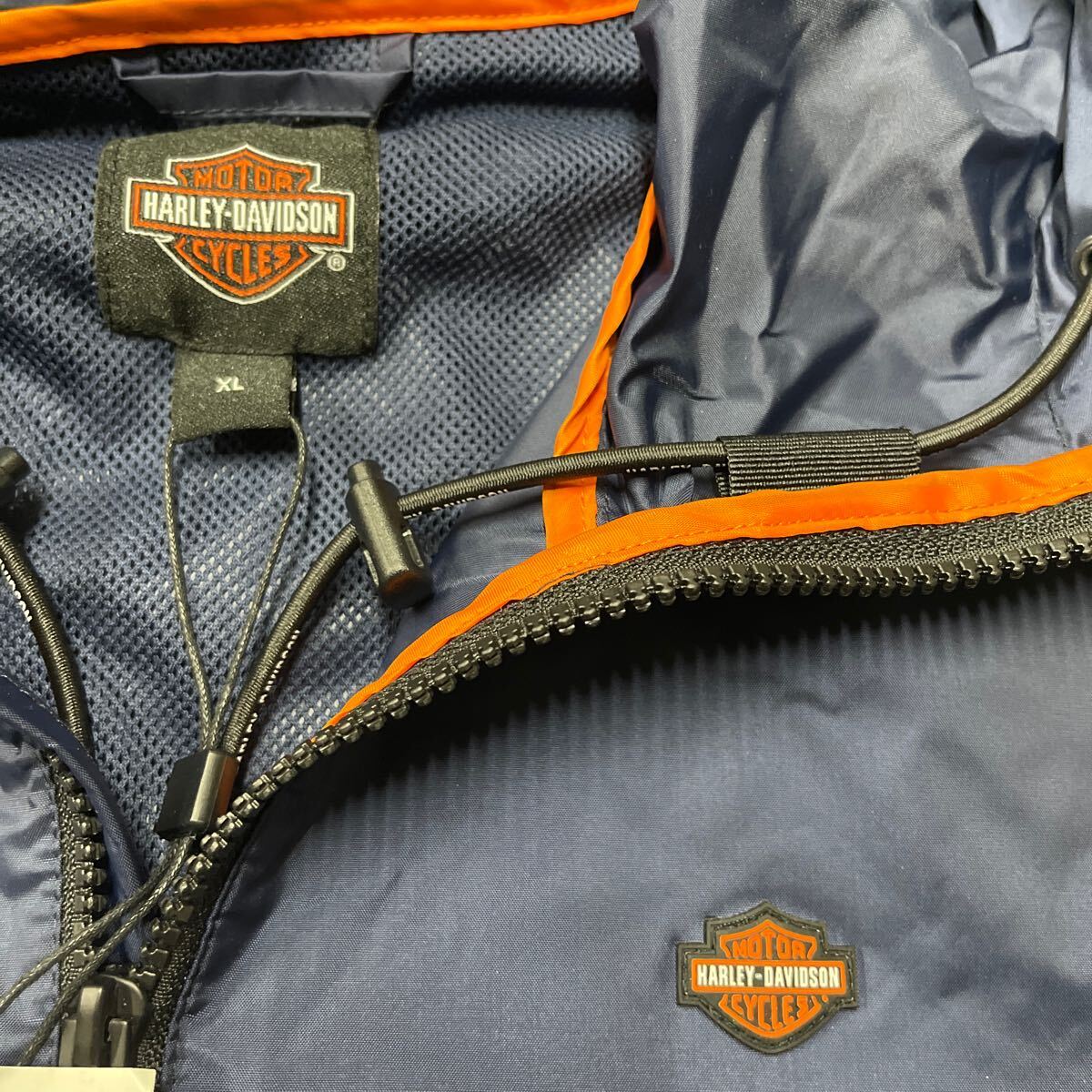 Harley-Davidson ハーレーダビットソン ナイロン パーカー　未使用 XLサイズ WATER REPELLENT 防水 ネイビー 紺色 ジャンパー ジャケット_画像3