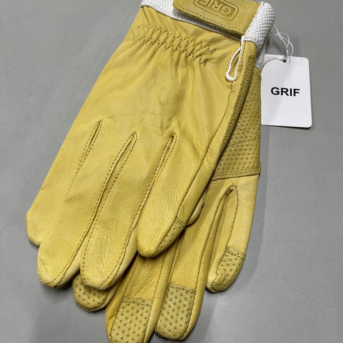 GRIF goat leather go-tos gold leather original leather unused gloves glove beige 25 centimeter LL size India made 