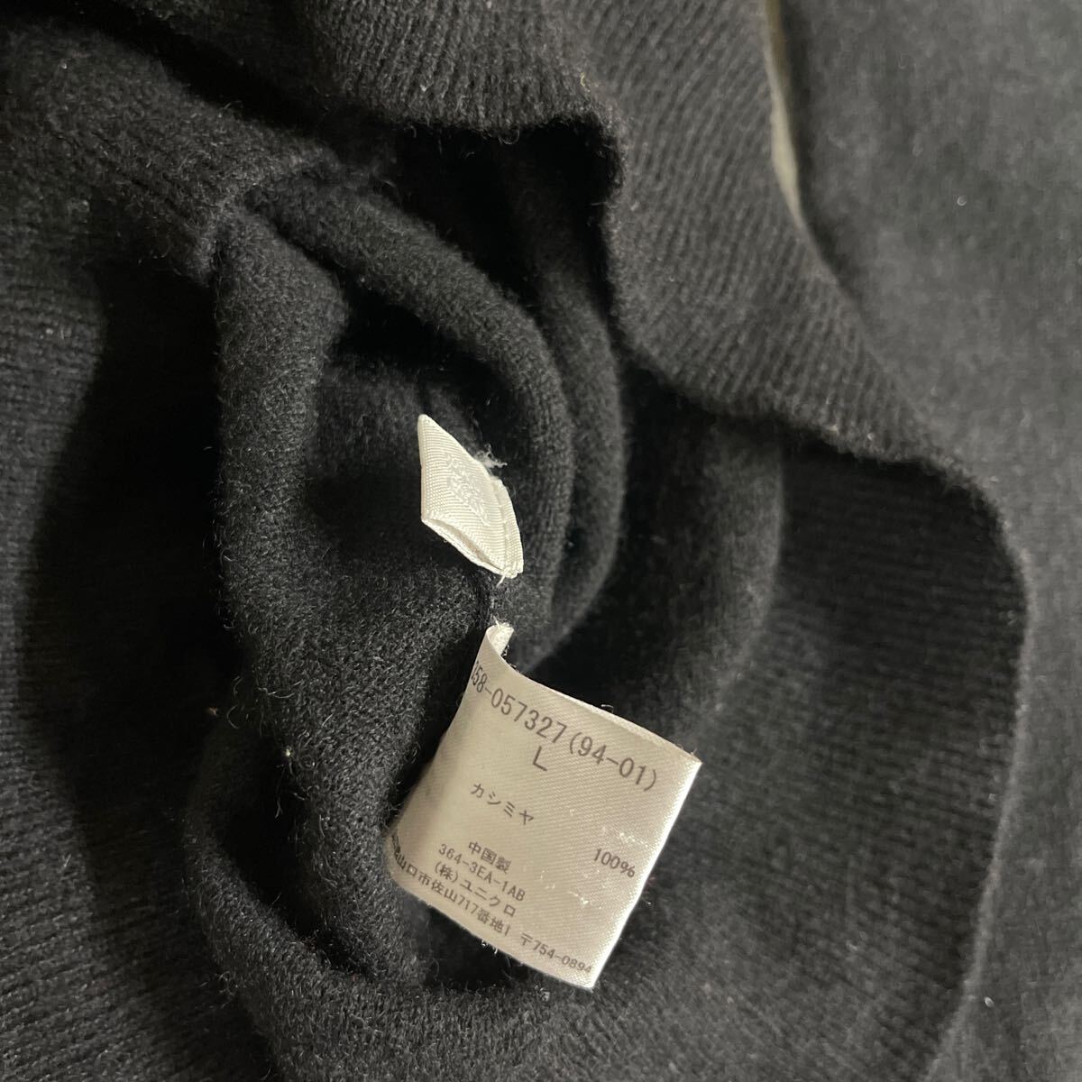 UNIQLO タートルネック ハイネック メンズ Lサイズ カシミア 100% セーター ブラック 黒 長袖 ユニクロ cashmere_画像4