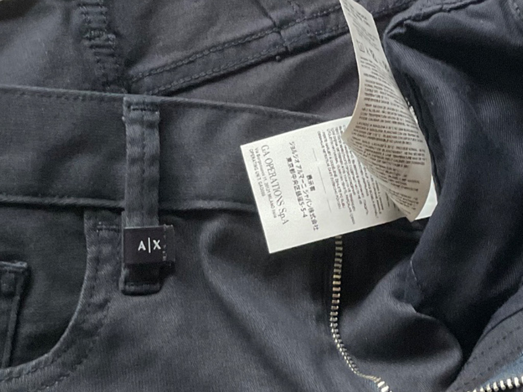 新品【ARMANI EXCHANGE/アルマーニ】▼【希少ワークパンツ】前後ロゴ▼通年濃紺ネイビー伸縮ストレッチパンツ▼Lの画像8