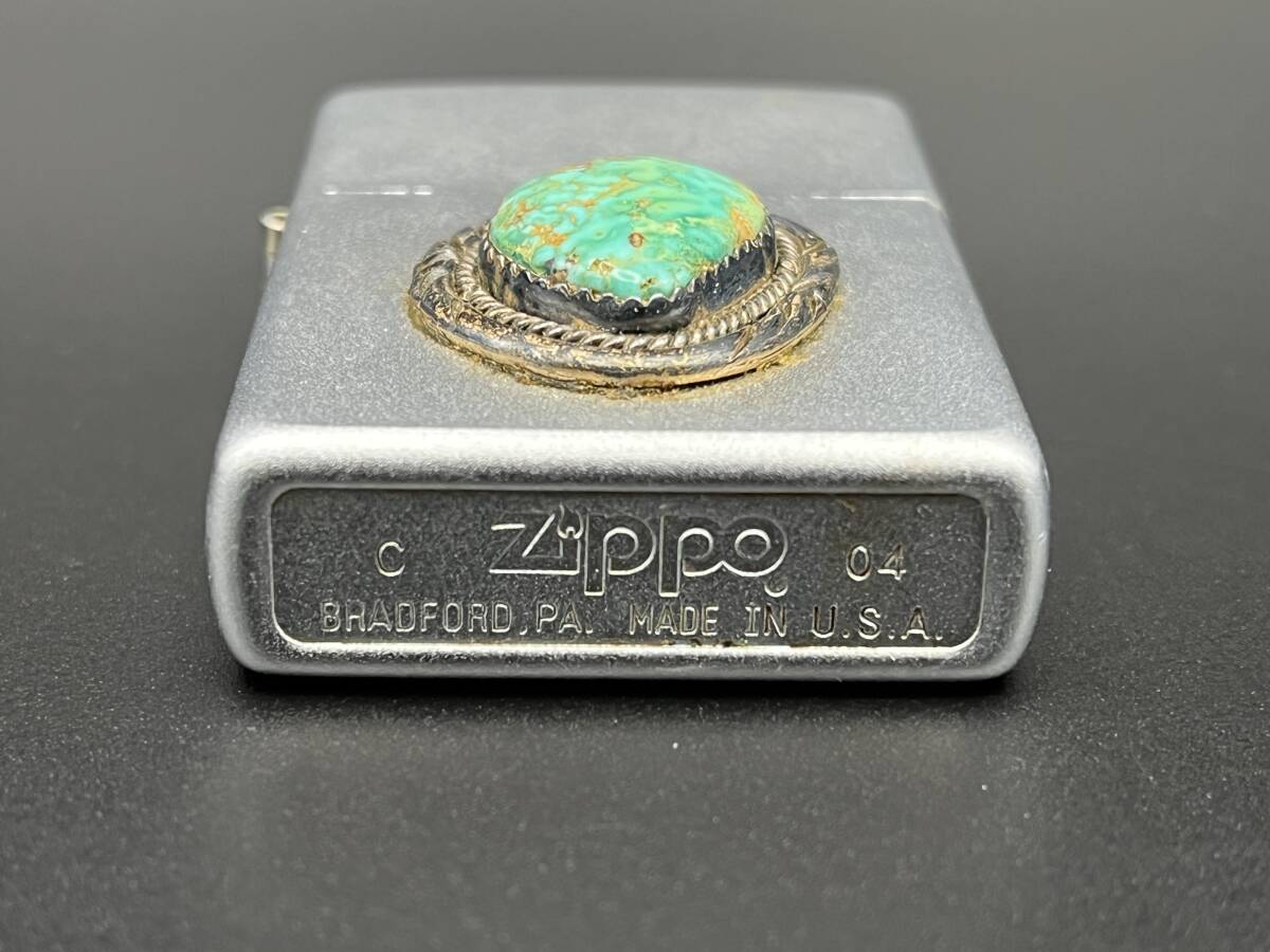 (9392)ZIPPO/ジッポ　ターコイズ　2004年3月 製造 ジッポー　喫煙具　着火未確認　現状品　【ジャンク】_画像4