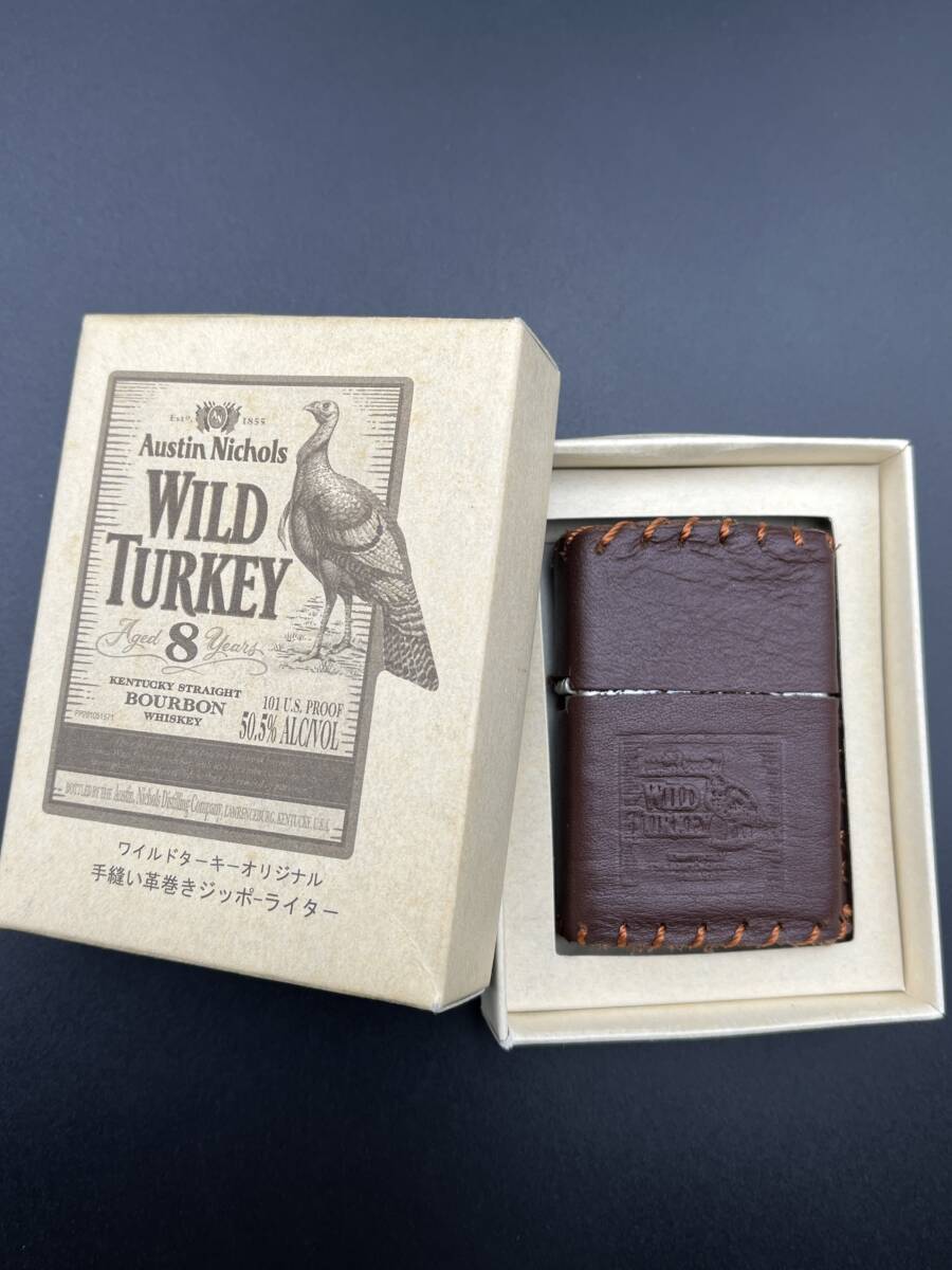 (9223)ZIPPO/ジッポ　WILD TURKEY/ワイルドターキー　オリジナル　手縫い革巻き ジッポー　喫煙具　着火未確認　現状品　【ジャンク】_画像1