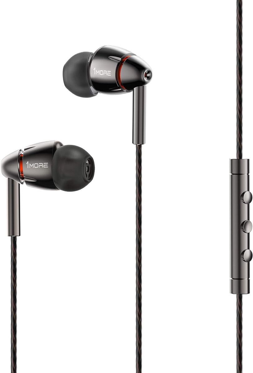 1MORE Quad Driver In-Ear Earphone イヤホン　ハイレゾ対応 ブラック カナル イヤフォン　