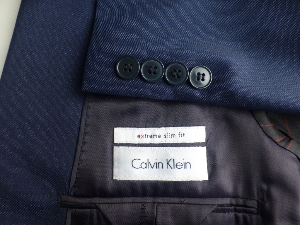 ◆CALVIN KLEIN CK 細身スーツ 40L L88 美品 紺 extreme slim fit カルバンクライン_画像3