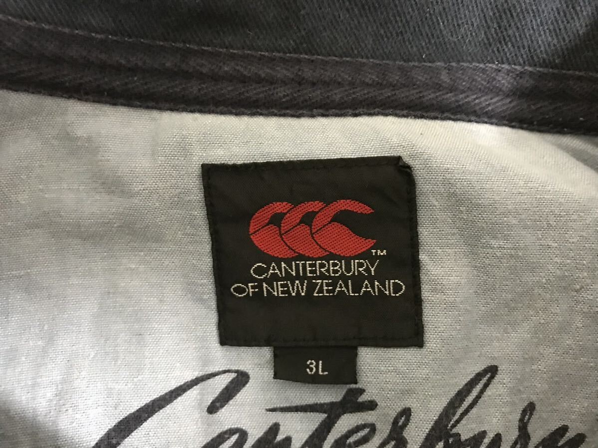 本物カンタベリーCANTERBURYコットンボーダー柄デカビッグラガー長袖ポロシャツメンズサーフアメカジミリタリービジネス2XLゴルフ3L緑紺