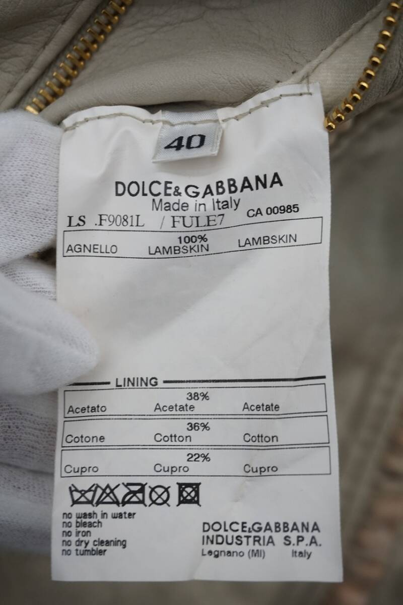 正規 Dolce&Gabbana ドルチェ＆ガッバーナ DG ドルガバ イタリア製 ラム レザー ジャケット レディース フリル 裏地 レース 本物 211O_画像6