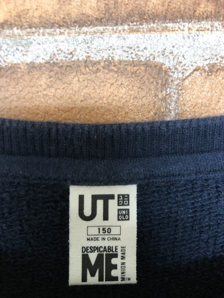 UT UNIQLO ユニクロ × ミニオン キッズ プリント スウェットトレーナー 150 ネイビー コットン_画像2