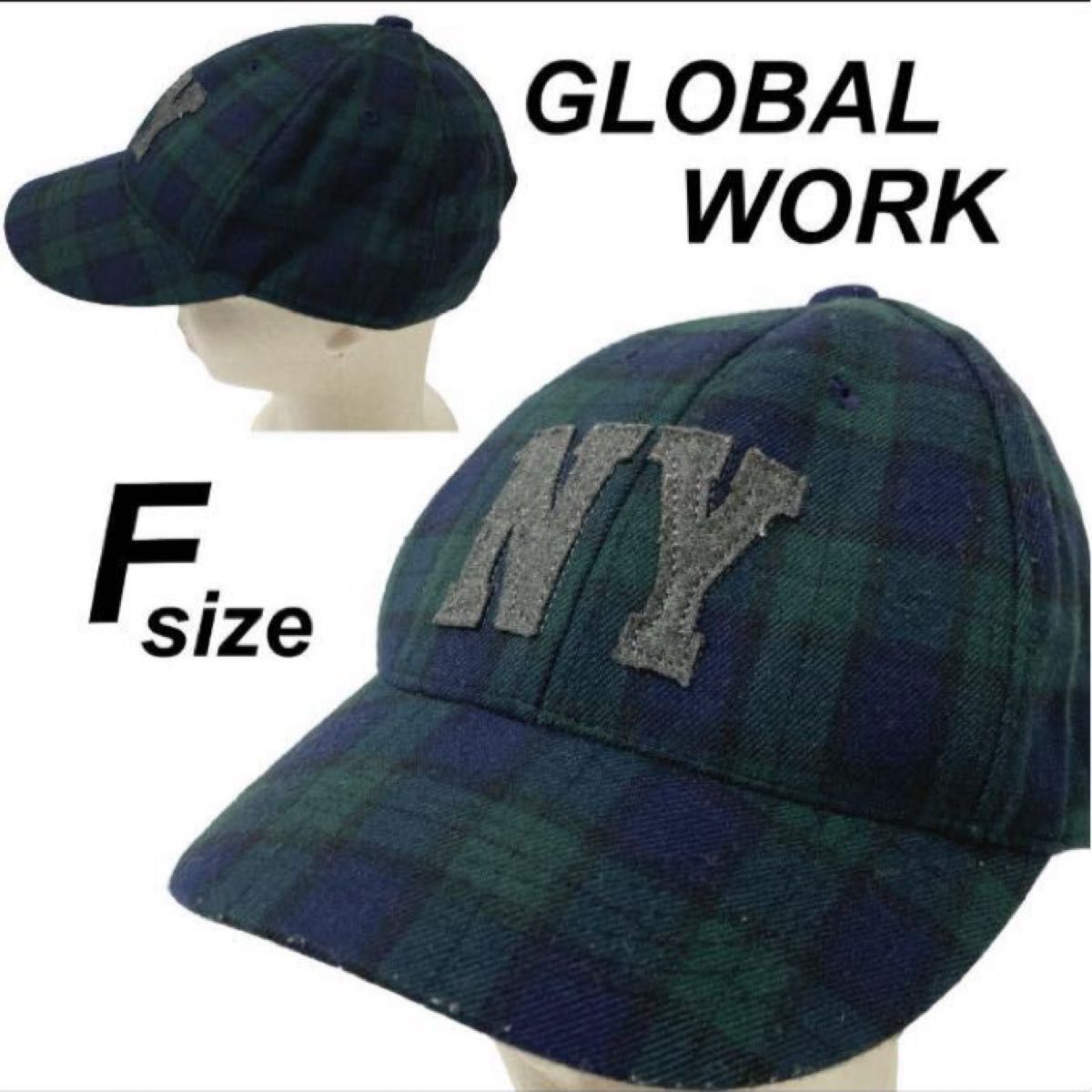 GLOBAL WORK グローバルワーク キャップ 帽子 F チェック グリーン系