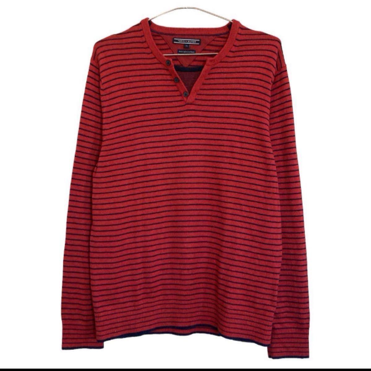 TOMMY HILFIGER トミーヒルフィガー メンズ ニットカットソー XL カシミヤボーダー (e67)