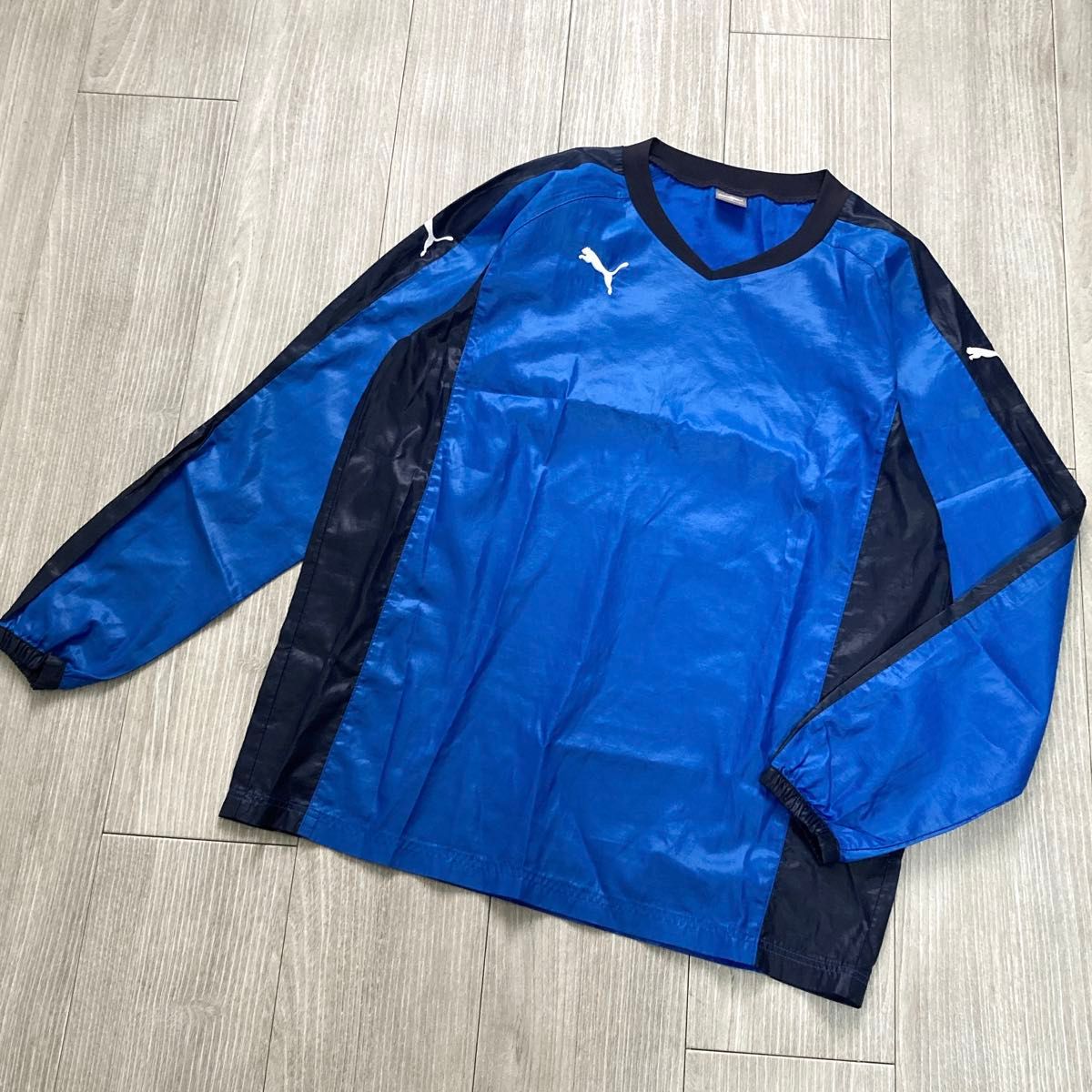 PUMA プーマ キッズ スポーツウェア 160 長袖 プルオーバー 刺繍ロゴ ブルー系 (p027) 