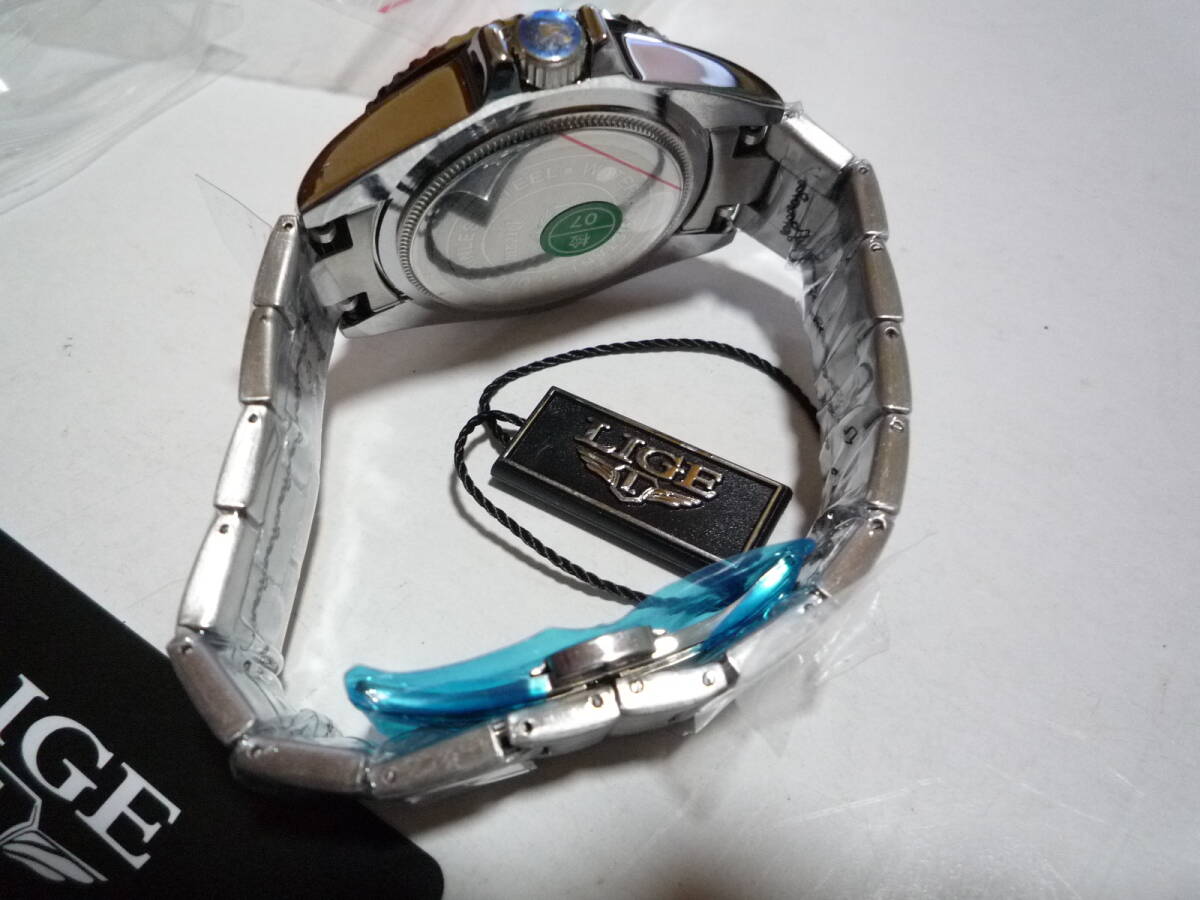 LIGE メンズクオーツ腕時計 ダイバー防水 高品質 未使用品の画像5