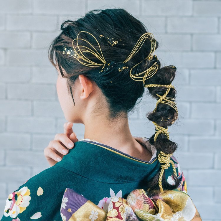 * kimono Town * hair ornament coming-of-age ceremony graduation ceremony water discount collection cord gold .3 point set kimono mizuhiki gold gorgeous stylish brilliant kamikazari-00002