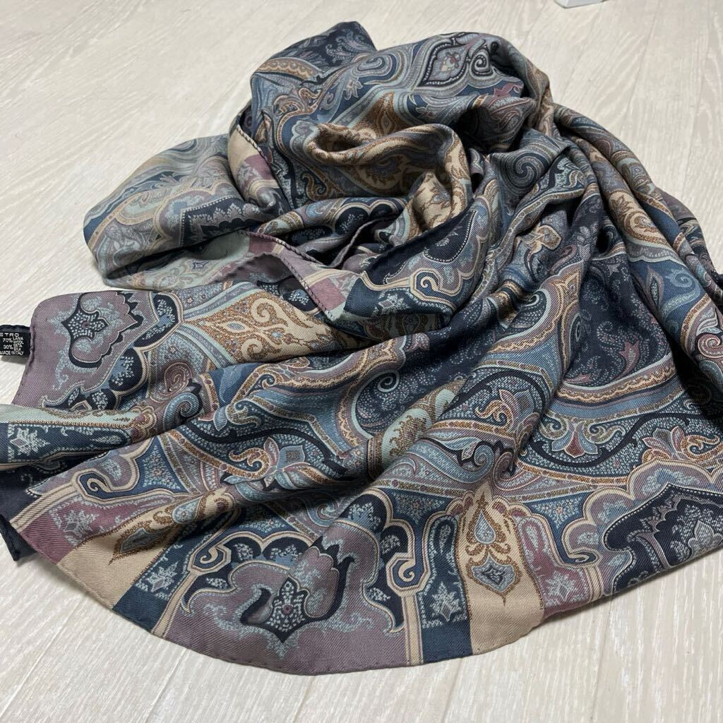 美品　エトロ　ETRO ペイズリー柄　大判　ストール　ショール　ウール　シルク　膝掛け　かなり大きめ_画像5