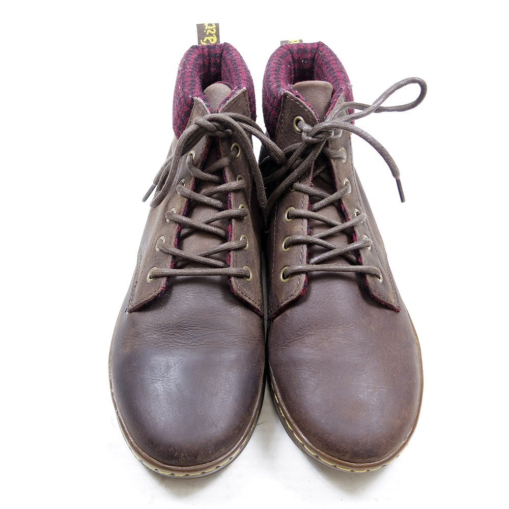 UK7　26cm相当　Dr.Martens　ドクターマーチン　6ホール　千鳥格子　レザーブーツ　デザインシューズ　ブラウン/24.3.12/P366_画像2