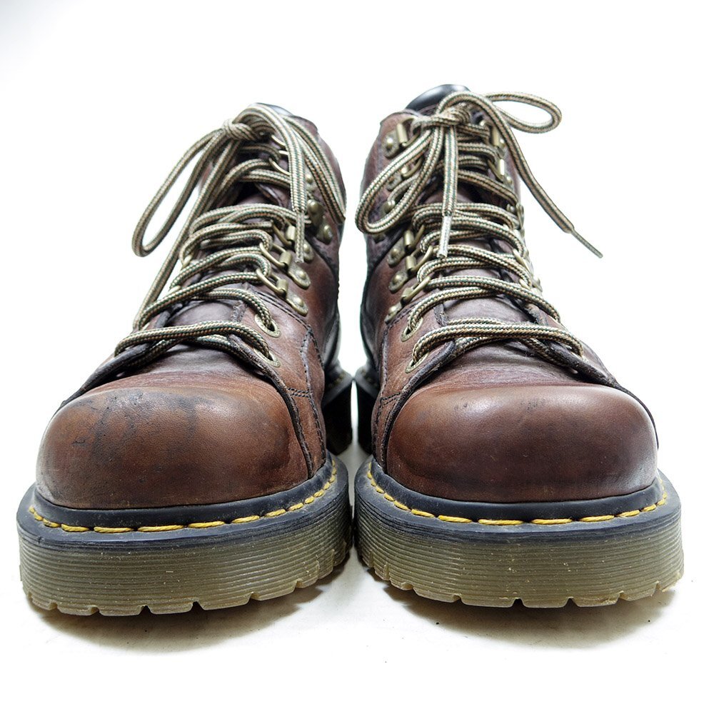 UK9　28cm相当　Dr.Martens　ドクターマーチン　変形8ホール　レザーシューズ　ブラウン　茶 イエローステッチ/24.3.20/P453_画像3