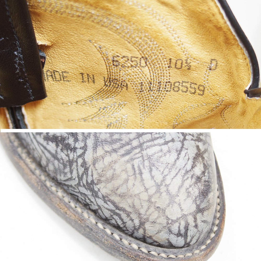 USA製　10-1/2D表記　28.5cm相当　Tony Lamma　トニーラマ　ヴィンテージ　ウエスタンブーツ　革靴　黒　グレー　刺繍　24.3.21/P455_画像10