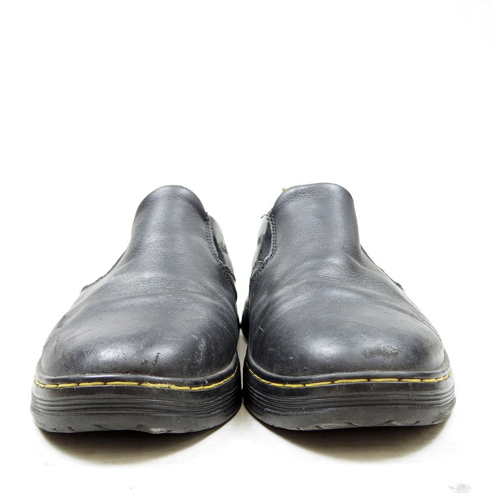 UK8 27cm相当 Dr.Martens ドクターマーチン スリッポン ローファー レザーシューズ ブーツ イエローステッチ ブラック/24.3.22/P481の画像3