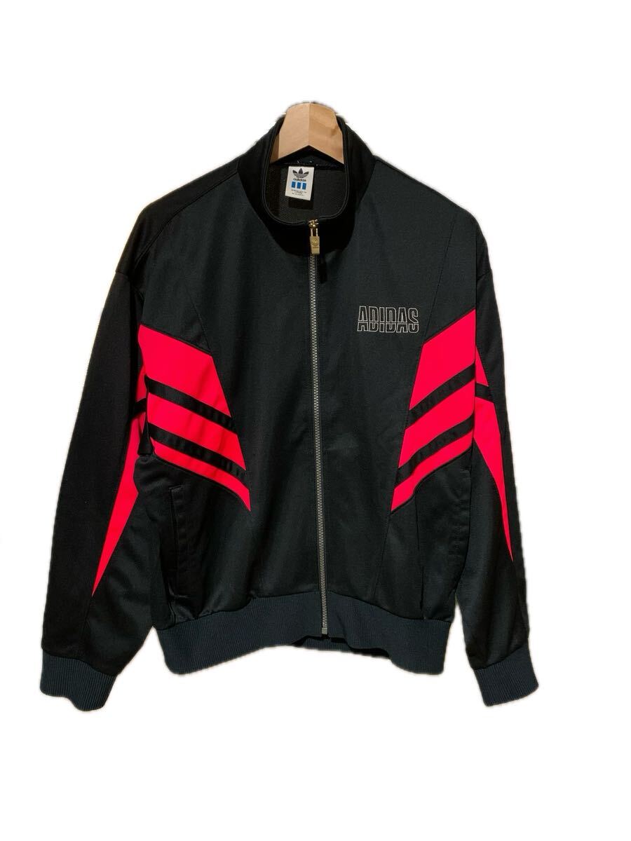 80s 90s adidas アディダス トラックジャケット ジャージ L ATS-807 ブラック レッド トラックトップ ビンテージ _画像1