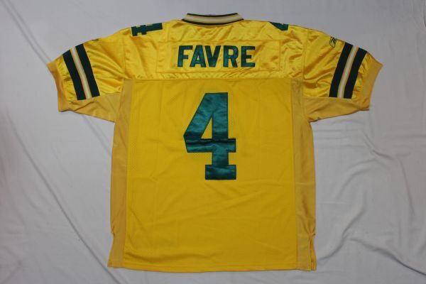 【古着GAME TOPS Reebok NFL GREEN BAY PACKERS フットボールシャツ黄#4】リーボック アメフト グリーンベイ パッカーズ FAVRE ファーヴ_画像3