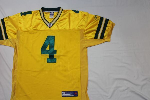 【古着GAME TOPS Reebok NFL GREEN BAY PACKERS フットボールシャツ黄#4】リーボック アメフト グリーンベイ パッカーズ FAVRE ファーヴ_画像1