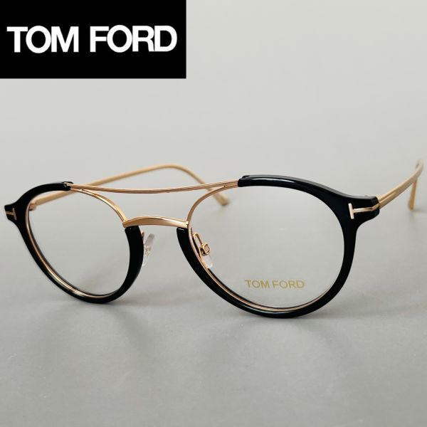 【1円スタート】メガネ トムフォード■TOM FORD■メンズ ボストン ツーブリッジ レディース ブラック ゴールド メタル オシャレ 黒 金の画像1