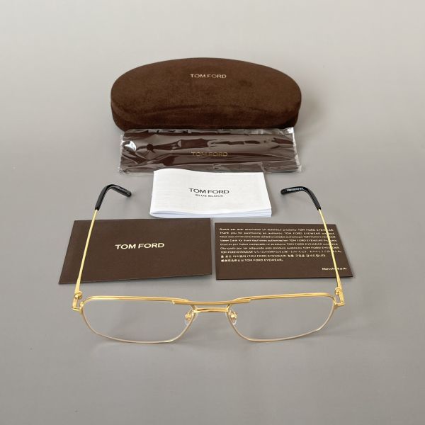  glasses Tom Ford men's lady's TOM FORD square Gold metal [ new goods ] blue light cut two Bridge glasses no lenses fashionable eyeglasses 