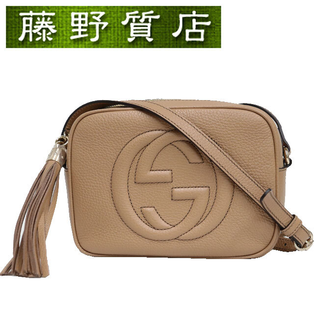 (未使用展示品)グッチ GUCCI ソーホー レザー ショルダーバッグ 308364 レザー ベージュ G金具 斜め掛け 8117_画像1