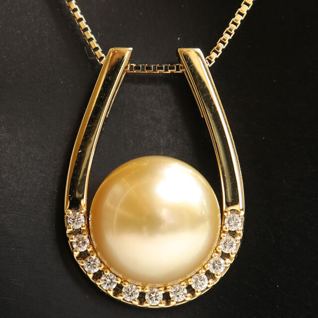 ( новый товар с отделкой )tasakiTASAKI рисовое поле мыс Gold жемчуг diamond колье K18 YG × diamond × жемчуг 10.4mm подвеска 8495