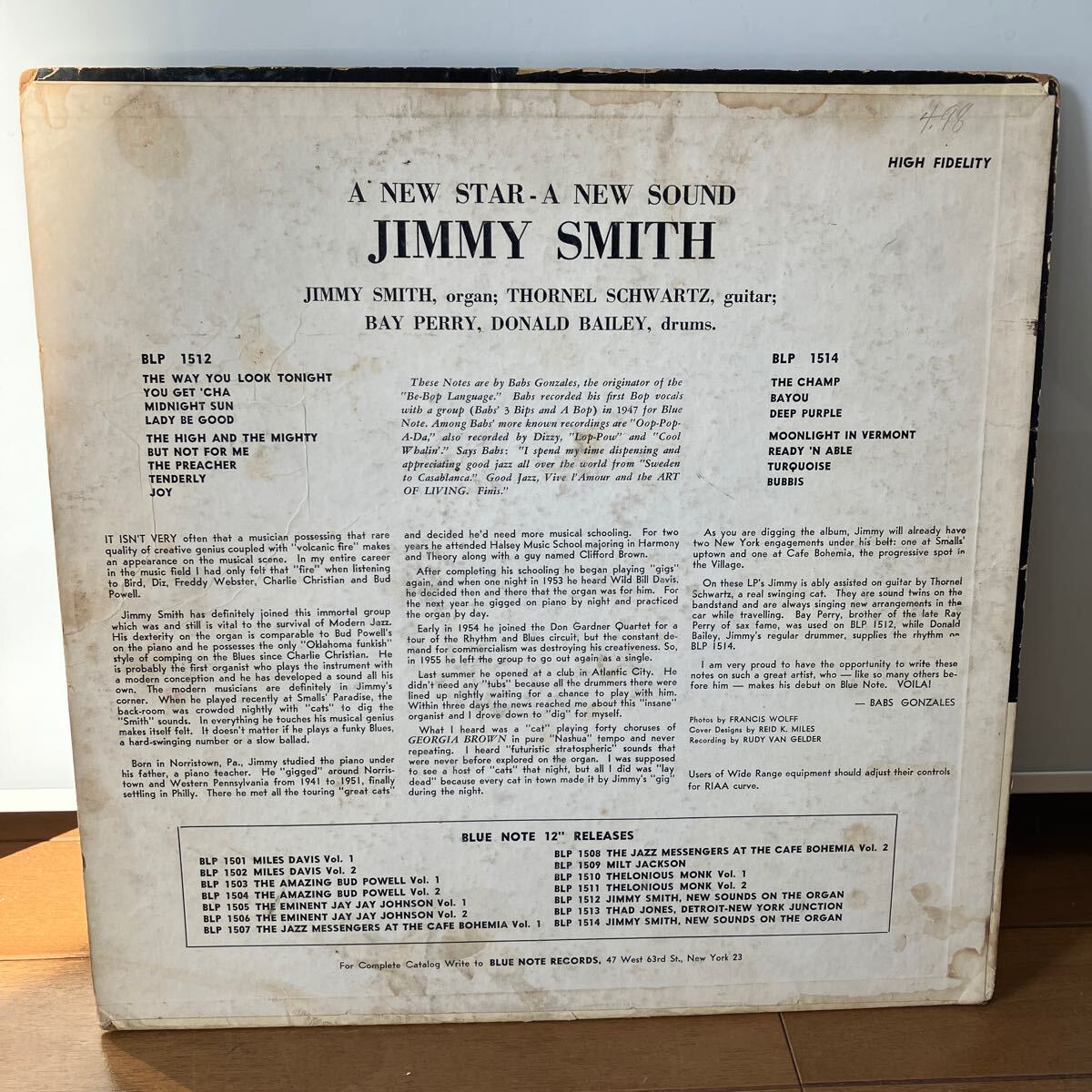 【LP】ジミー・スミス / JIMMY SMITH / ア・ニュー・サウンド・ア・ニュー・スター・アト・ジ・オルガン / US盤 / BLUE NOTE 1514 RVG MONO_画像2