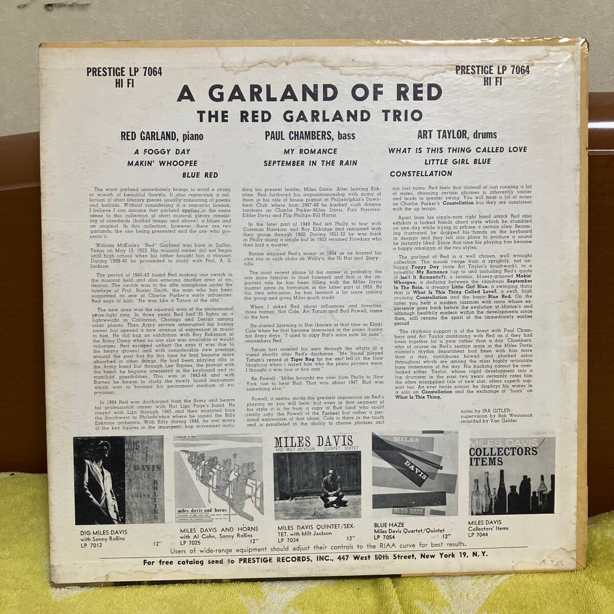 【LP】オリジ★レッド・ガーランド / RED GARLAND / ア・ガーランド・オブ・レッド / A Garland Of Red / US盤 / PRESTIGE NYC RVG MONO_画像2