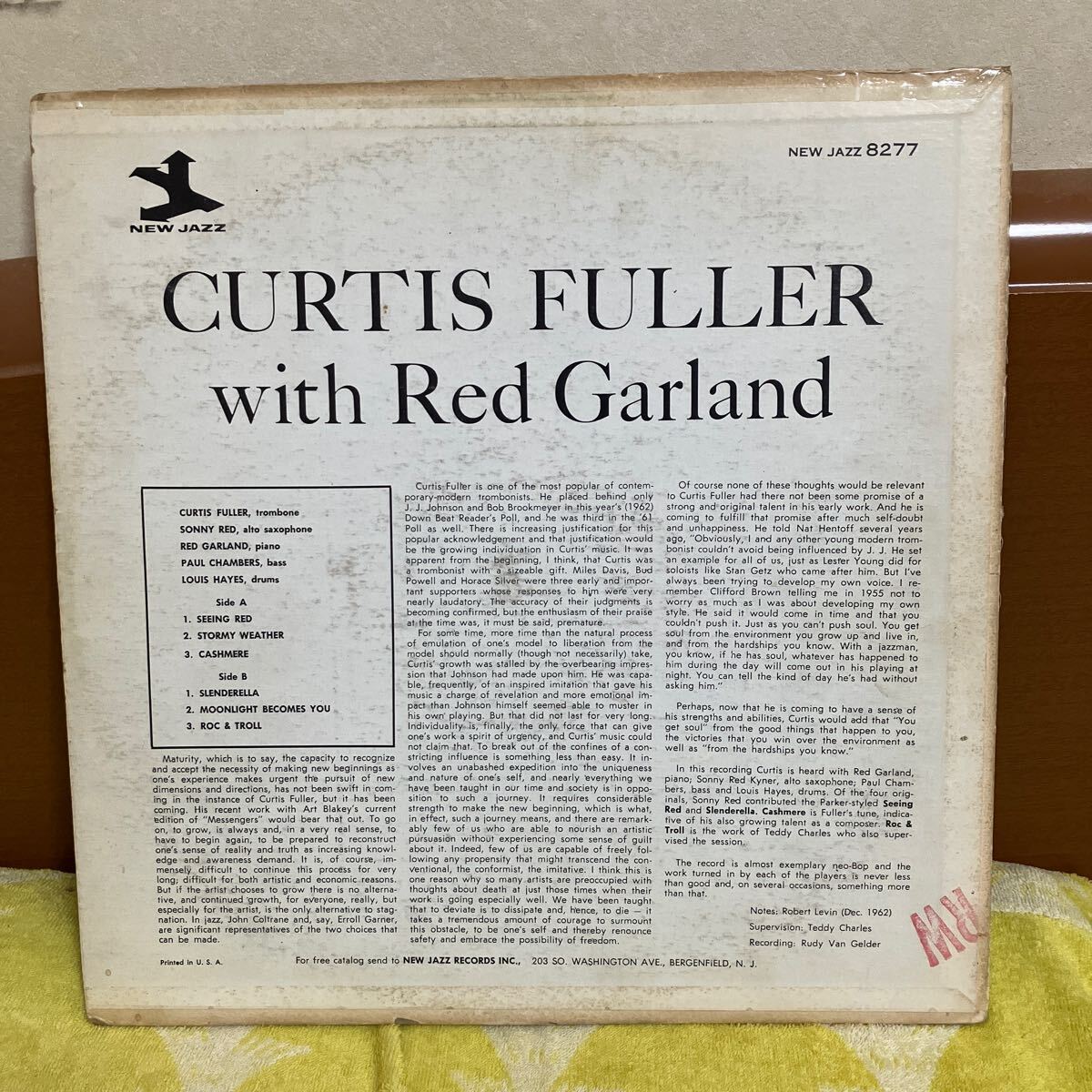 【LP】オリジ★カーティス・フラー・ウィズ・レッド・ガーランド/ Curtis Fuller With Red Garland/ US盤/ NEW JAZZ NJLP 8277 紫 RVG MONO_画像2